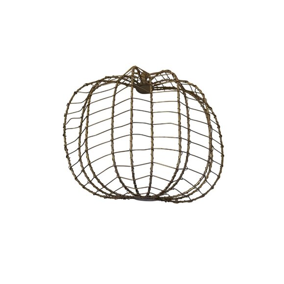 Burnished Gold Wire Pumpkin Bread Basket By Thirstystone 13"x14"x6" Decorative - Picture 2 of 7